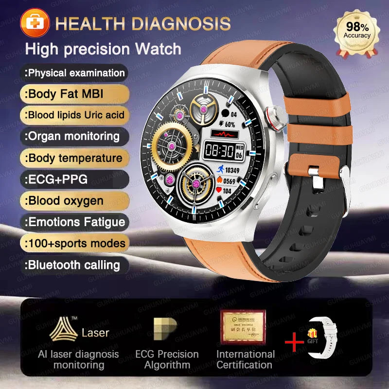 2025 High precision ECG Uric Acid Blood Fat Smart Watch Men Body Fat Blood pressure Heart rate Pulse For HUAWEI Health Watches FREE Shipping