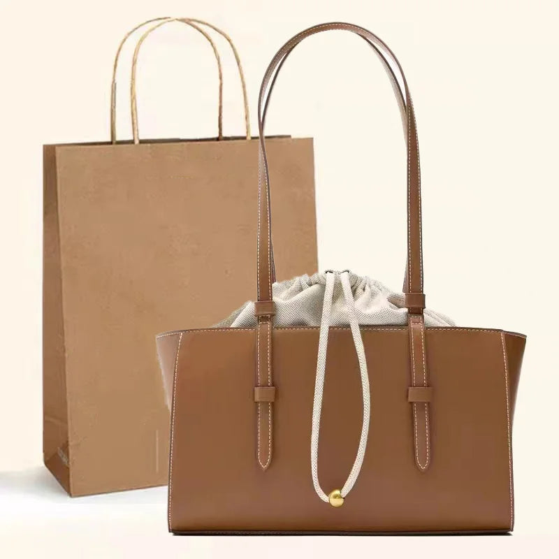 Luxury Fashionable High-quality Shoulder Bag Wild Drawers Bouquet Mouth Handbag Multifunctional Soft Leather Messenger Bag FREE Shipping