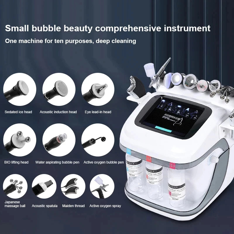 11 In 1 Dermabrasion facial Machine H2o2 Aqua Peeling Lift Skin Bubble Moisturizer Oxygen Machine FREE Shipping