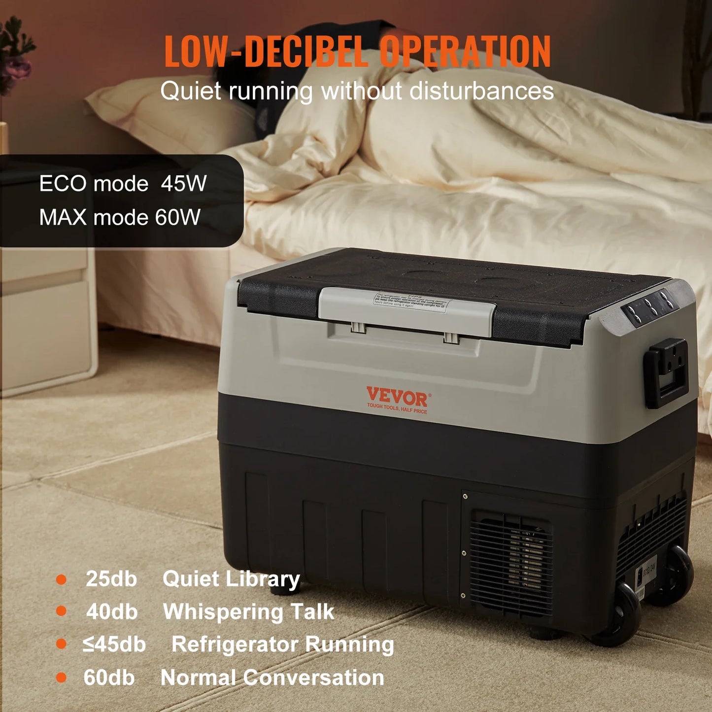 VEVOR CAR Refridge Mini Refrigerator 35L/45L/55L Portable Foldable Handle with Wheel Compressor Freezer for Camping Picnics Free Shipping