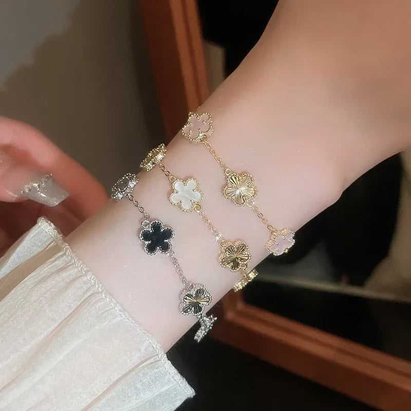 Fashion New Shell Stone Flower Bracelet for Women Personalized Stainless Steel Bracelet Jewelry Accessories Anniversary Gift FREE Shipping