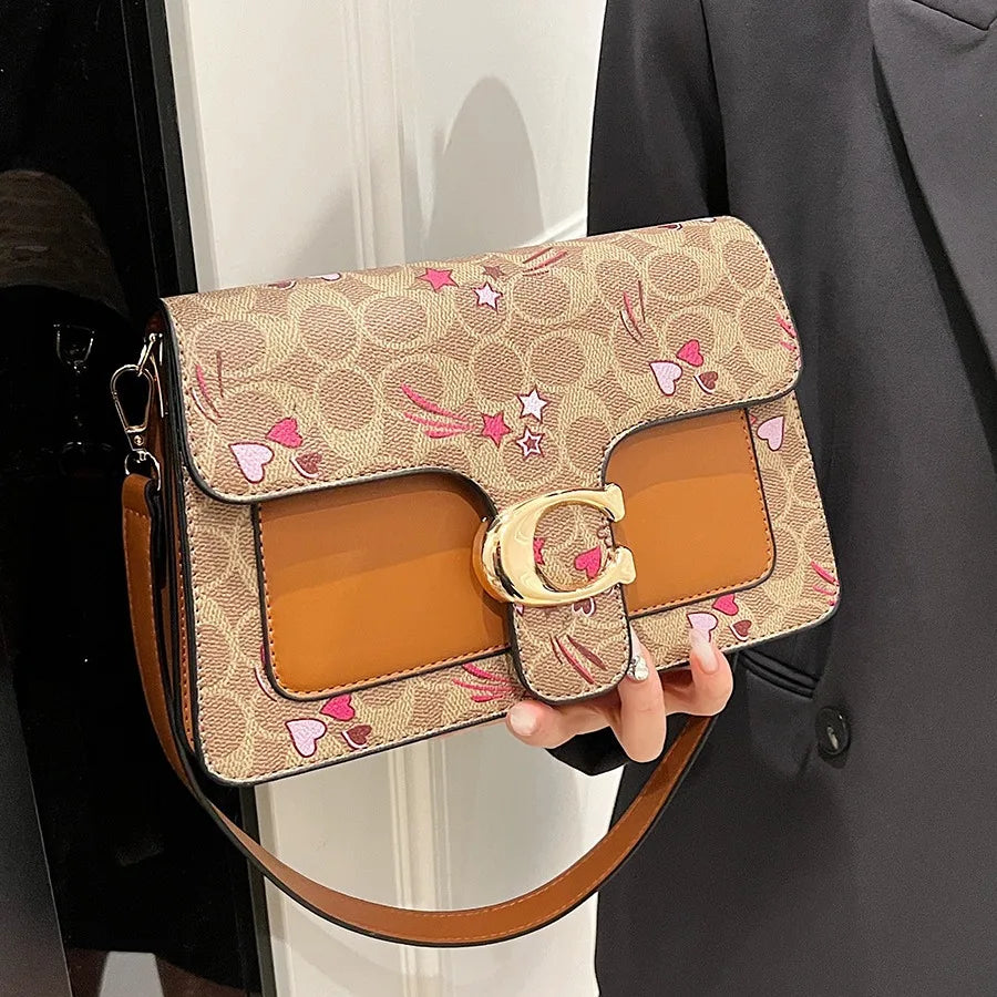 Crossbody Handbag SmallSquare Bag with Unique Sewing Line Printing Cover Type Versatile As Crossbody, Single Shoulder FREE Shipping
