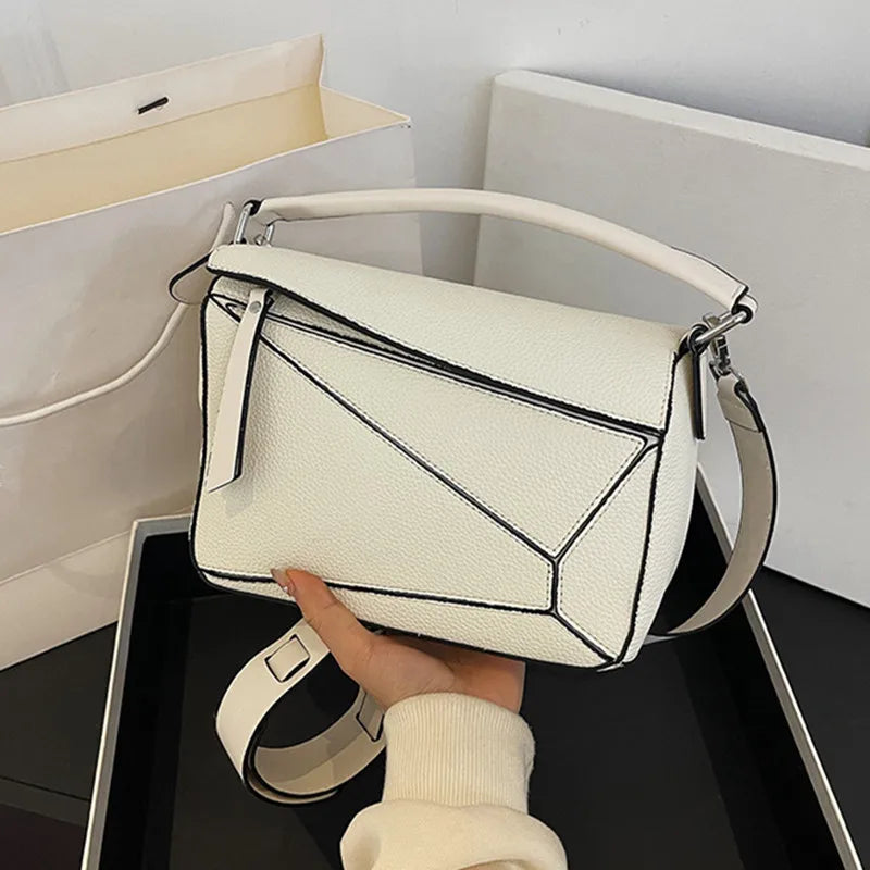 Simple Geometric Handbag Lightweight Large Capacity Crossbody Pillow Bag Spring New Style Versatile Litchi Pattern PU Leather Lowes Bags