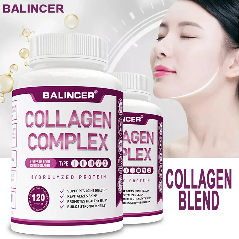 Hydrolyzed Collagen Peptides + Protein Supports Hair, Skin, Nails, Joints & Bones - Contains Type 5, I, II, III, V, X - Non-GMO FREE Shipping