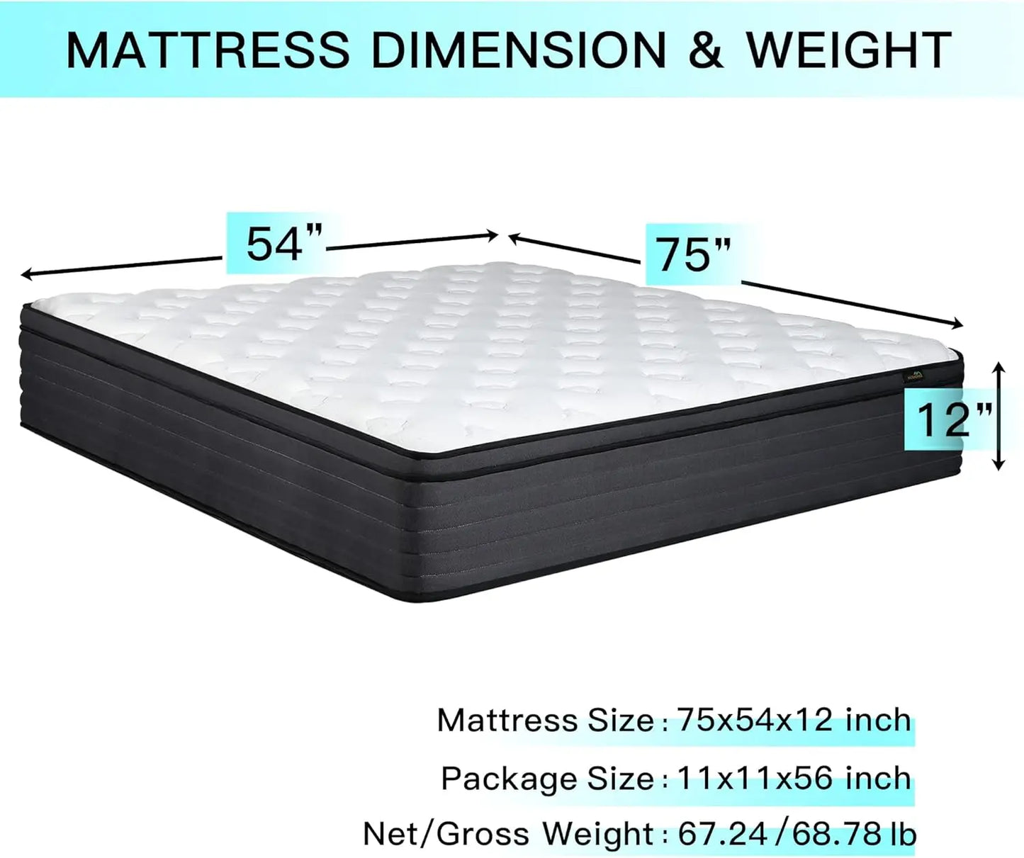 Full Mattress, Hybrid Mattress High Density Foam Individually Wrapped Pocket Coils Mattresses,Motion Isolation Medium Firm Full FREE SHIPPING