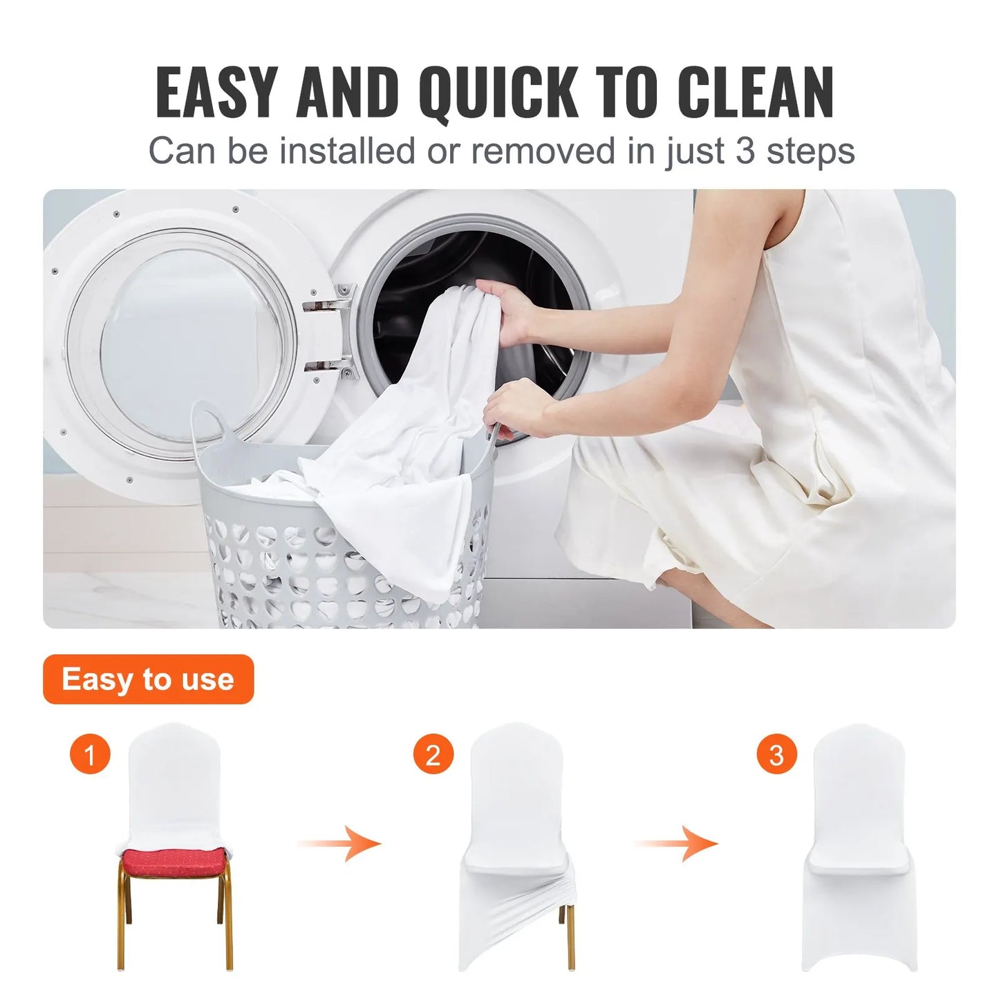 VEVOR 50Pcs Chair Cover Wedding Chair Covers Spandex Stretch Slipcover for Restaurant Banquet Hotel Dining Party Universal Cobertor de sillas fundas FREE Shipping
