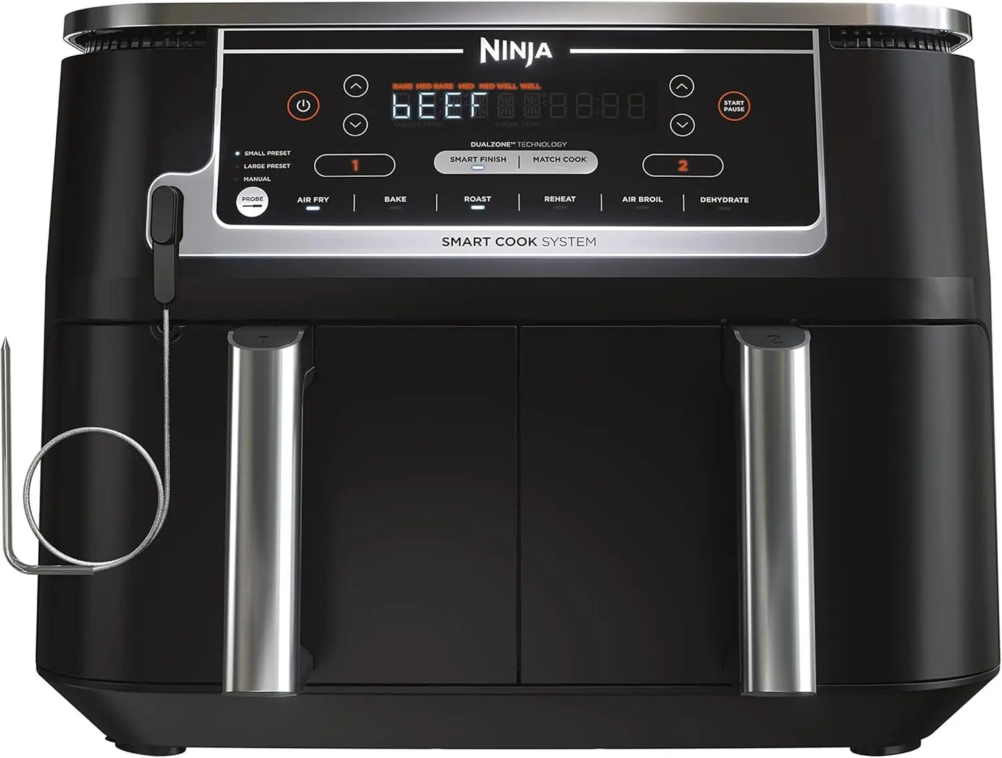 Ninja DZ201 Foodi 8 Quart 6-in-1 DualZone 2-Basket Air Fryer with 2 Independent Frying Baskets, Match Cook&Smart Finish to Roast FREE SHIPPING