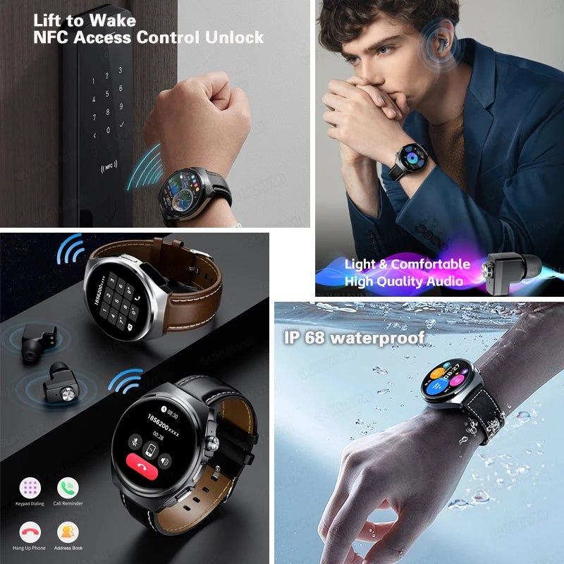 2025 For HUAWEI New Ultra Smart Watch Men 2 in 1 TWS Earphone Bluetooth HD Call NFC Music Heart rate Sports Fitness Smartwatch FREE Shipping