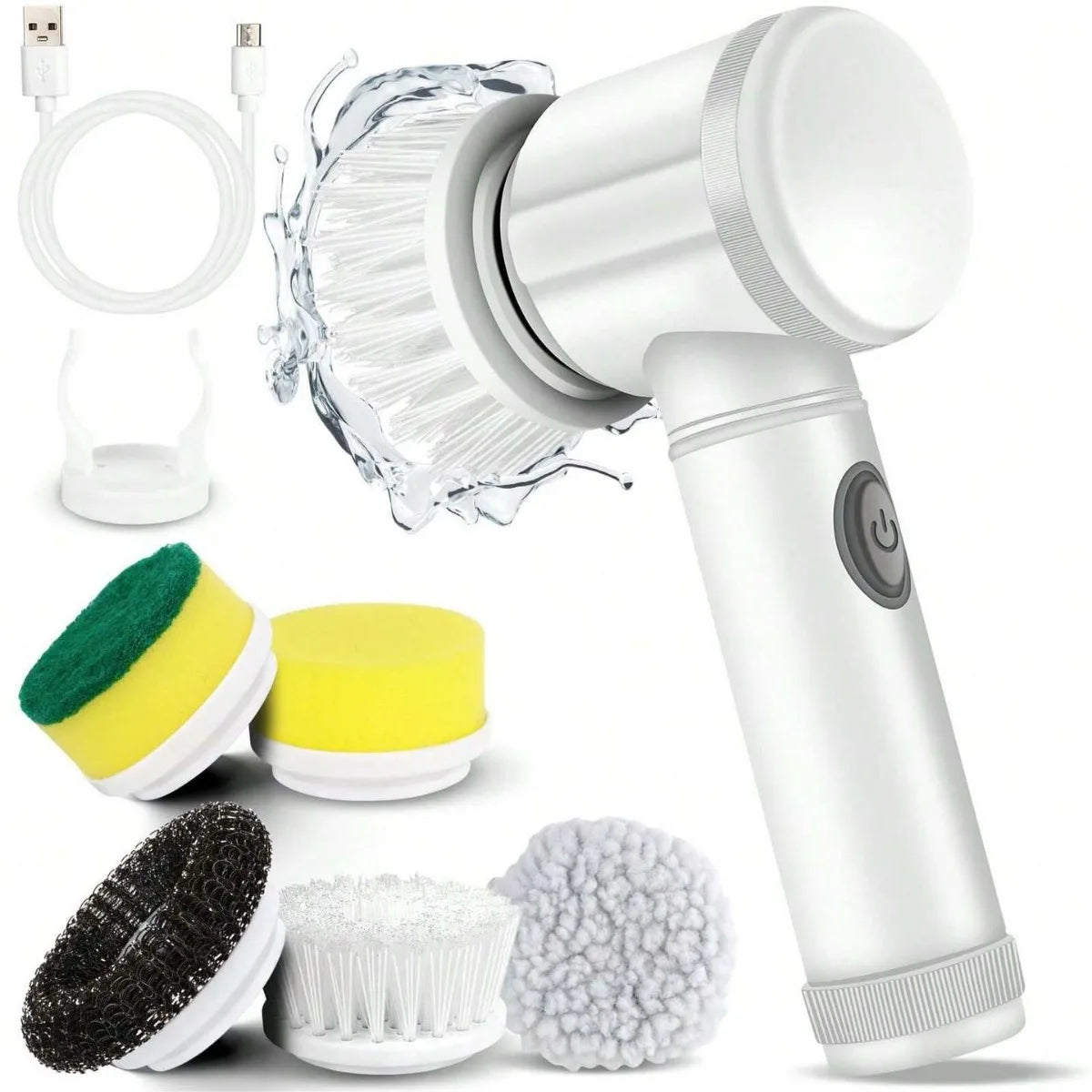 5 in 1 Powerful Electric Cleaning Brush Spin Scrubber Brush Deep Cleaning with 5 Replaceable Heads For Bathroom Kitchen 2025 FREE Shipping