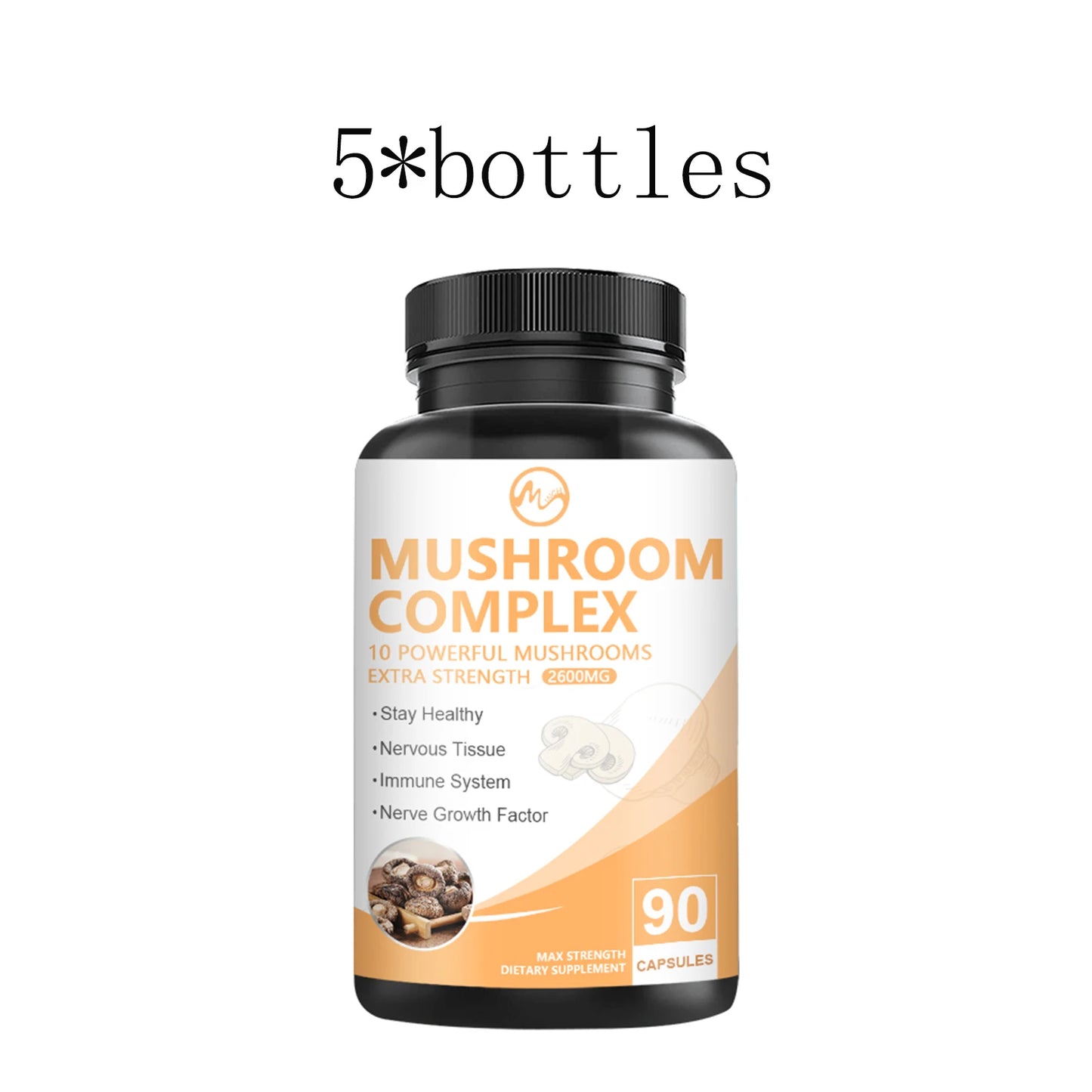 High Strength Mushroom Supplement 900MG Mushroom Complex Capsules - Brain Supplements for Memory and Focus Vegan Free Shipping
