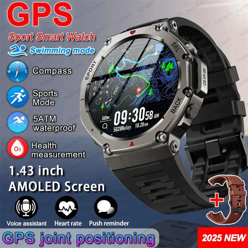 T-Rex 3 GPS Smart Watch 10ATM Waterproof Built-in Dual-band GNSS Compass Military Sport Smartwatch Men 2025 New For Xiaomi Ultra FREE Shipping