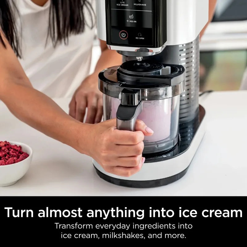 Ninja CREAMi Ice Cream Maker, White, 5 One-Touch Programs, 2 16oz Pints with Storage Lids FREE Shipping