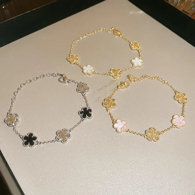 Fashion New Shell Stone Flower Bracelet for Women Personalized Stainless Steel Bracelet Jewelry Accessories Anniversary Gift FREE Shipping