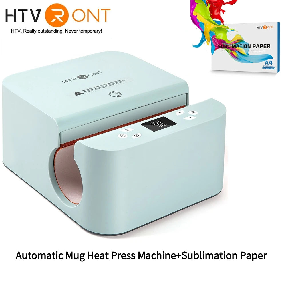 HTVRONT Automatic Mug Heat Press Machine DIY Sublimation Auto Pressure Tumbler Heat Press+11-20 OZ Sublimation Tumblers Cups