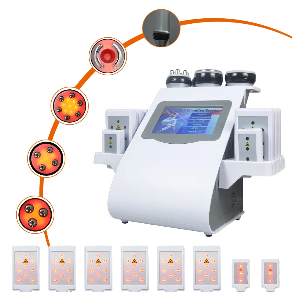 6 In 1 40K Ultrasonic Cavitation Machine Weight Loss Skin Lift Tightening Vacuum Lipo KIM8 Body Slimming Machine Body Shaping FREE Shipping