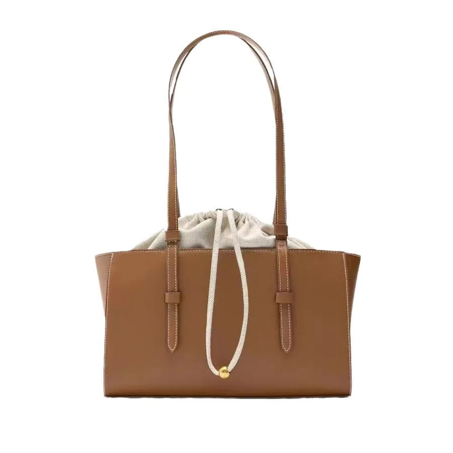 Luxury Fashionable High-quality Shoulder Bag Wild Drawers Bouquet Mouth Handbag Multifunctional Soft Leather Messenger Bag FREE Shipping
