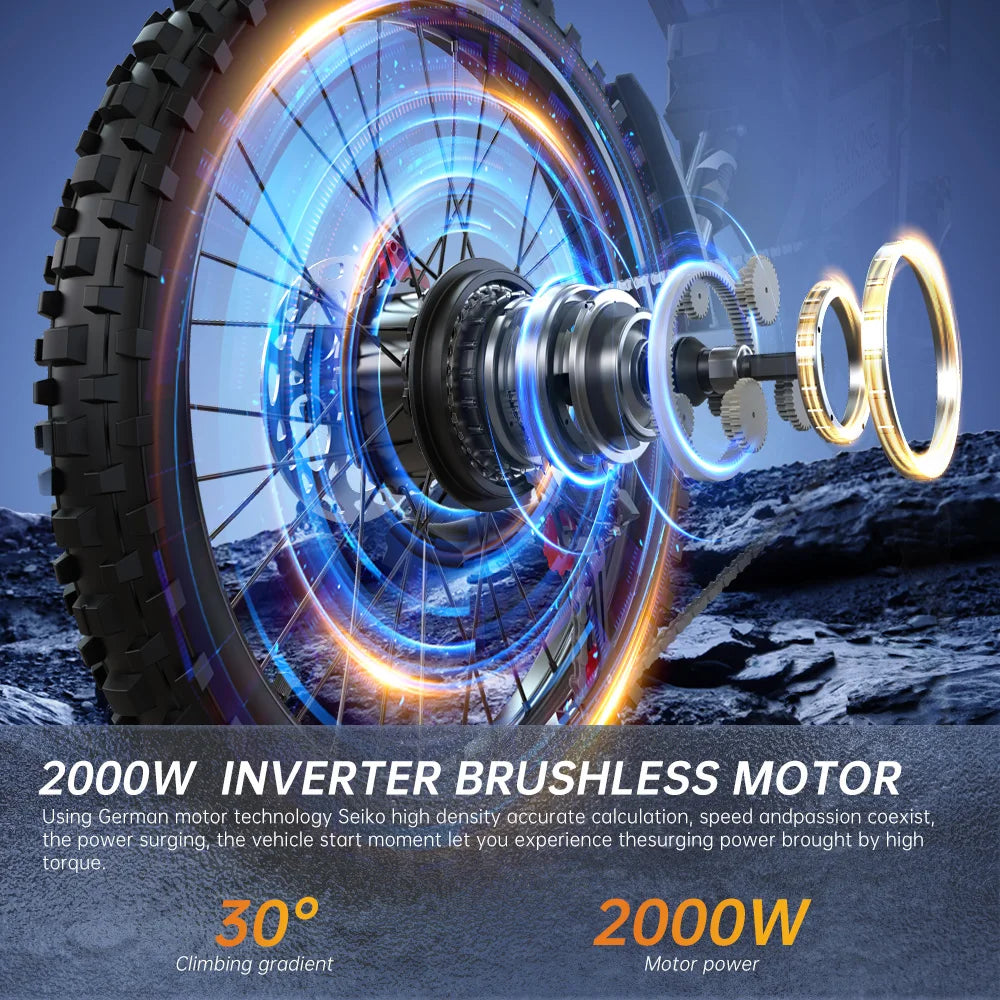 FVKING E6 Electric Motorcycle 2500W(Peak) Motors 120km Range Electric Bike 52V40AH Battery Speed 60Kmh Mountain E-bikes Adults FREE Shipping