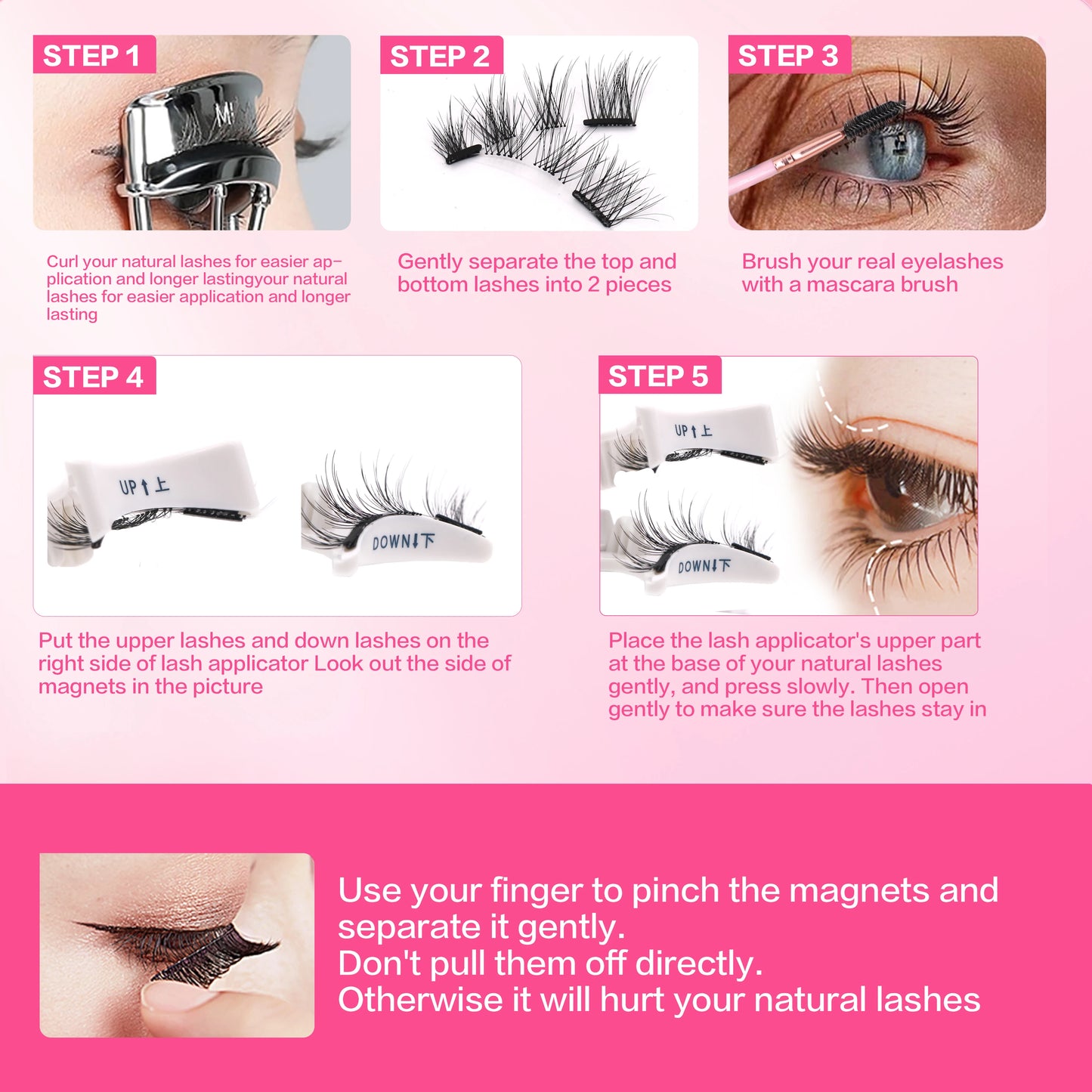 FindLove Fox Eye Lashes Magnetic Eyelash Kit No Glue Need Eyelashes with Applicator Natural Soft Thick Glue-free False Eyelashes