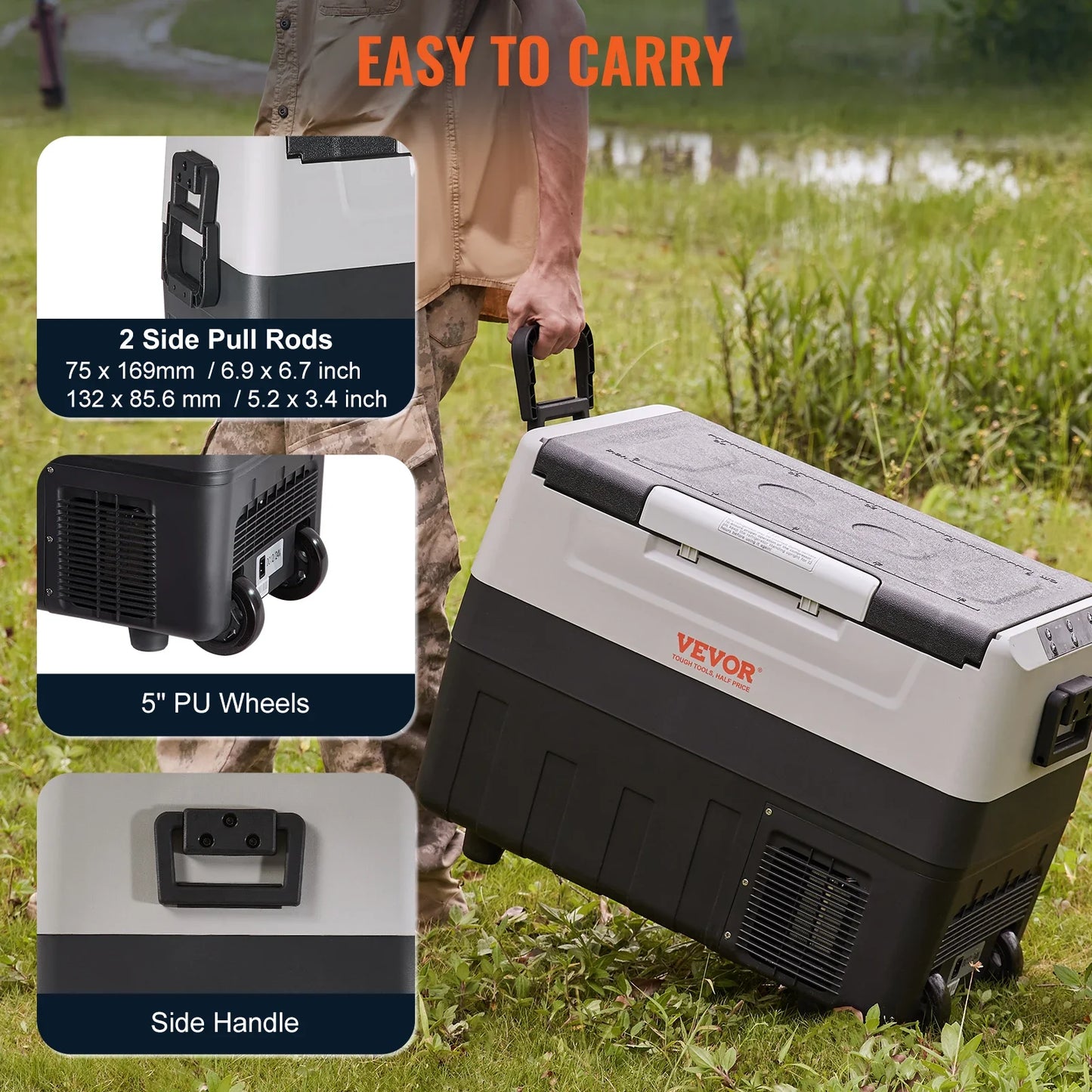 VEVOR CAR Refridge Mini Refrigerator 35L/45L/55L Portable Foldable Handle with Wheel Compressor Freezer for Camping Picnics Free Shipping
