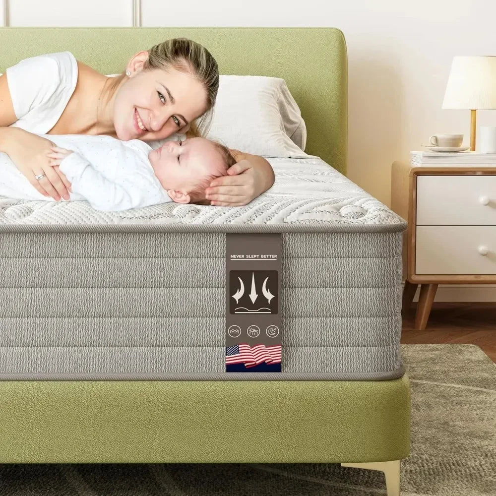 Full Size Mattress 12 Inch , Gel Memory Foam Mattress,Hybrid Full Mattress in A Box Individually Pocket Free Shipping