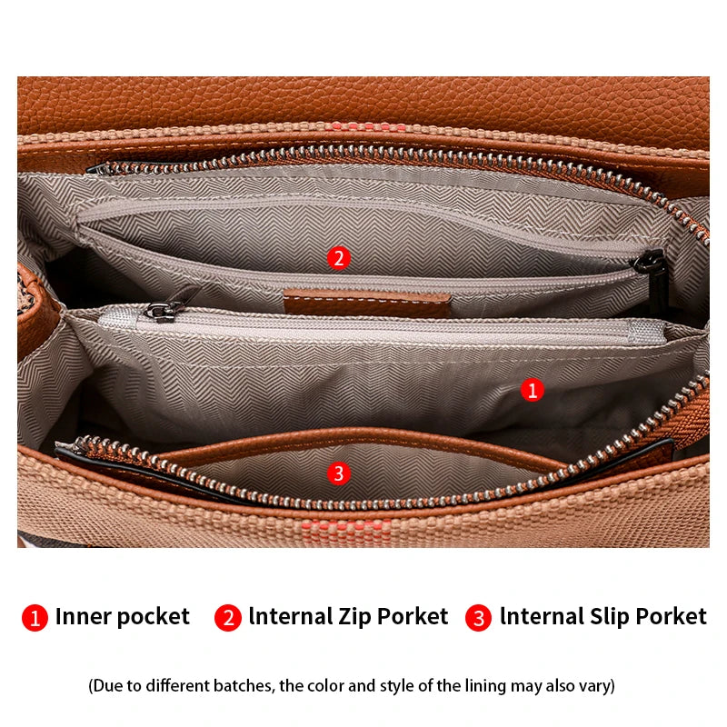 Fashion Women's Handbag Classic Versatile Large Capacity Cowhide Single Shoulder Crossbody Bag