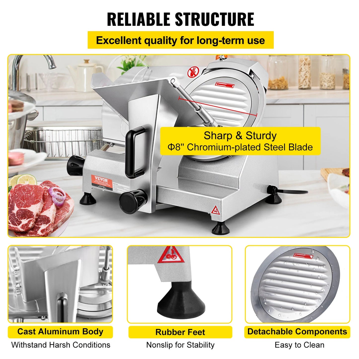 VEVOR Meat Slicer 200W/240W/320W/340W Electric Deli Food Slicer Adjustable Thickness for Commercial and Home Use Cut Meat Cheese