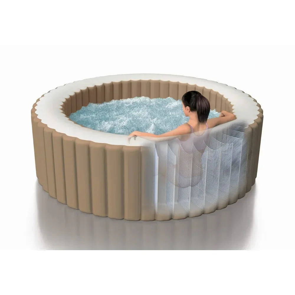 Bubble Massage Spa Set, Inflatable Portable Hot Tub, Includes Energy Efficient Spa Cover, Saltwater System Ready FREE Shipping