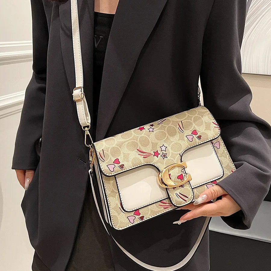 Crossbody Handbag SmallSquare Bag with Unique Sewing Line Printing Cover Type Versatile As Crossbody, Single Shoulder FREE Shipping