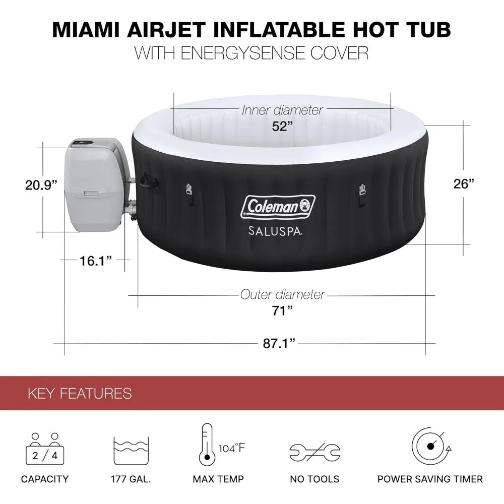 Coleman Large Circular Inflatable Hot Tub for 2 To 4 People, Portable Outdoor Spa Pool with 120 AirJets and EnergySense Covers FREE Shipping