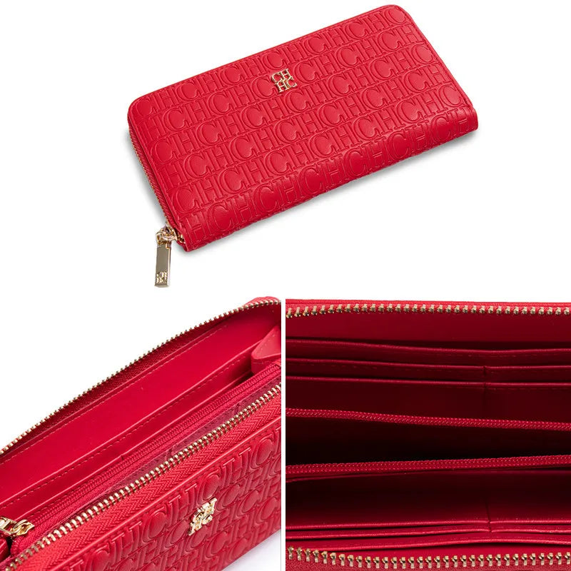 CH Fashion Classic Women's Small Wallet Standard Wallet Solid Color Design Multi-Letter Embossed Women's Coin Purse Luxury