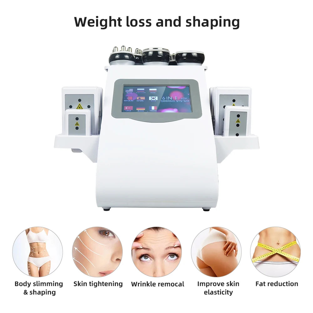 6 In 1 40K Ultrasonic Cavitation Machine Weight Loss Skin Lift Tightening Vacuum Lipo KIM8 Body Slimming Machine Body Shaping FREE Shipping