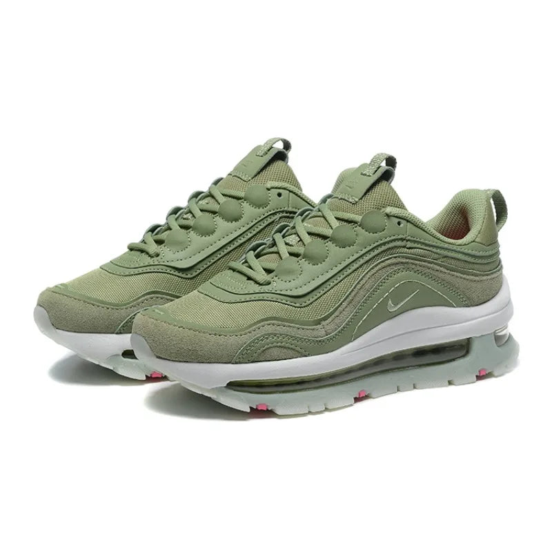 Nike Air Max 97 Futura Retro Fashion Air Cushion Anti-Slip Against Impact Men Women Running Shoes Sports Sneakers Green Free Shipping