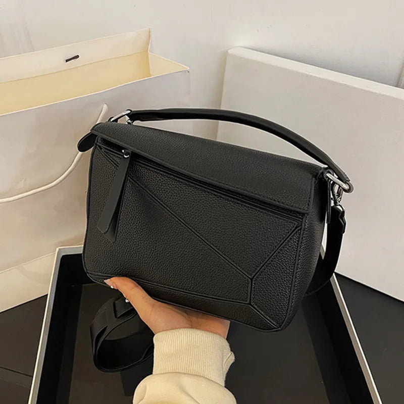 Simple Geometric Handbag Lightweight Large Capacity Crossbody Pillow Bag Spring New Style Versatile Litchi Pattern PU Leather Lowes Bags