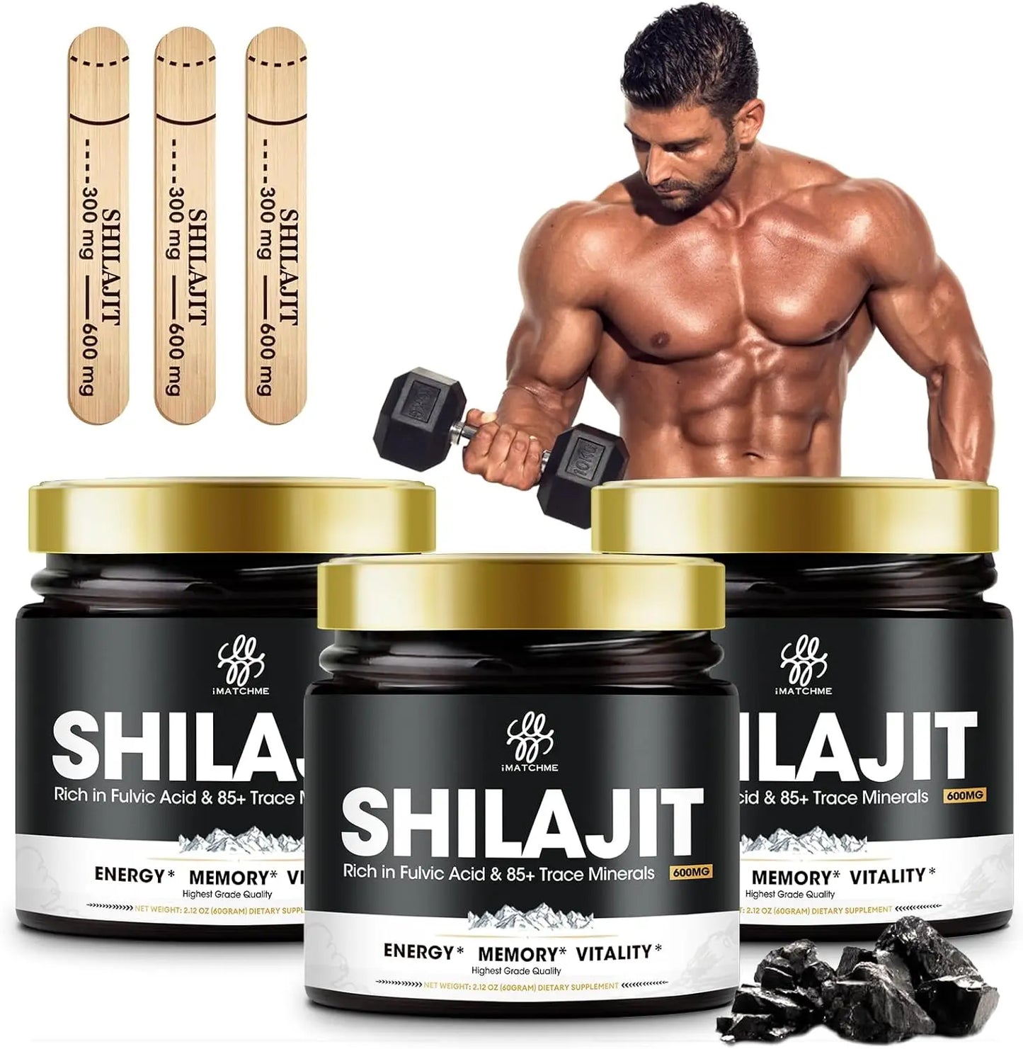 Shilajit Pure Himalayan Organic Resin - Gold Grade Shilajit Resin with Fulvic Acid & 85+ Trace Minerals Complex for Energy Free Shipping