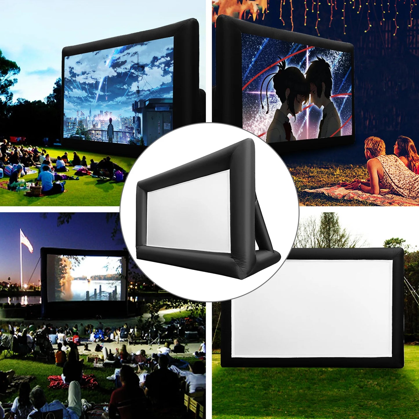 VEVOR Inflatable Movie Screen 24FT Inflatable Projector Screen w/ 360W Air Blower Blow Up Screen Supports Front/Rear Projection FREE Shipping