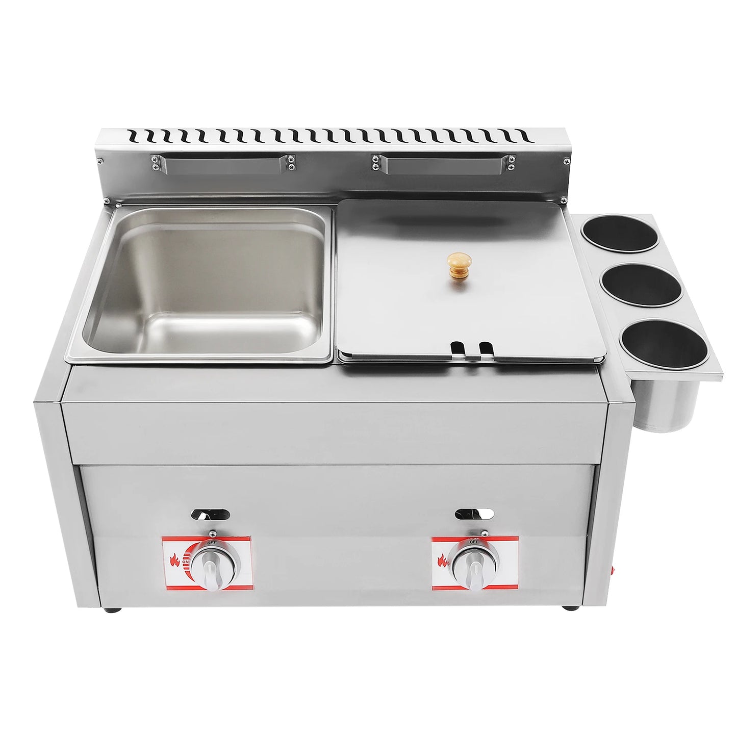 6L Commercial Deep Fryer, Anti-scalding Handles and Filter Basket Hangers, Adjustable Firepower with Independent Heat Control Free Shipping