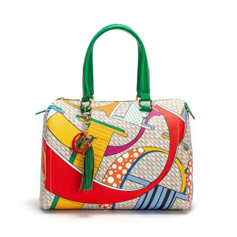CH Women's Handbags 2024 Spring New Women's Commuter Crossbody Bag Bronze Fashion Luxury DesignColorful Printed Monogram