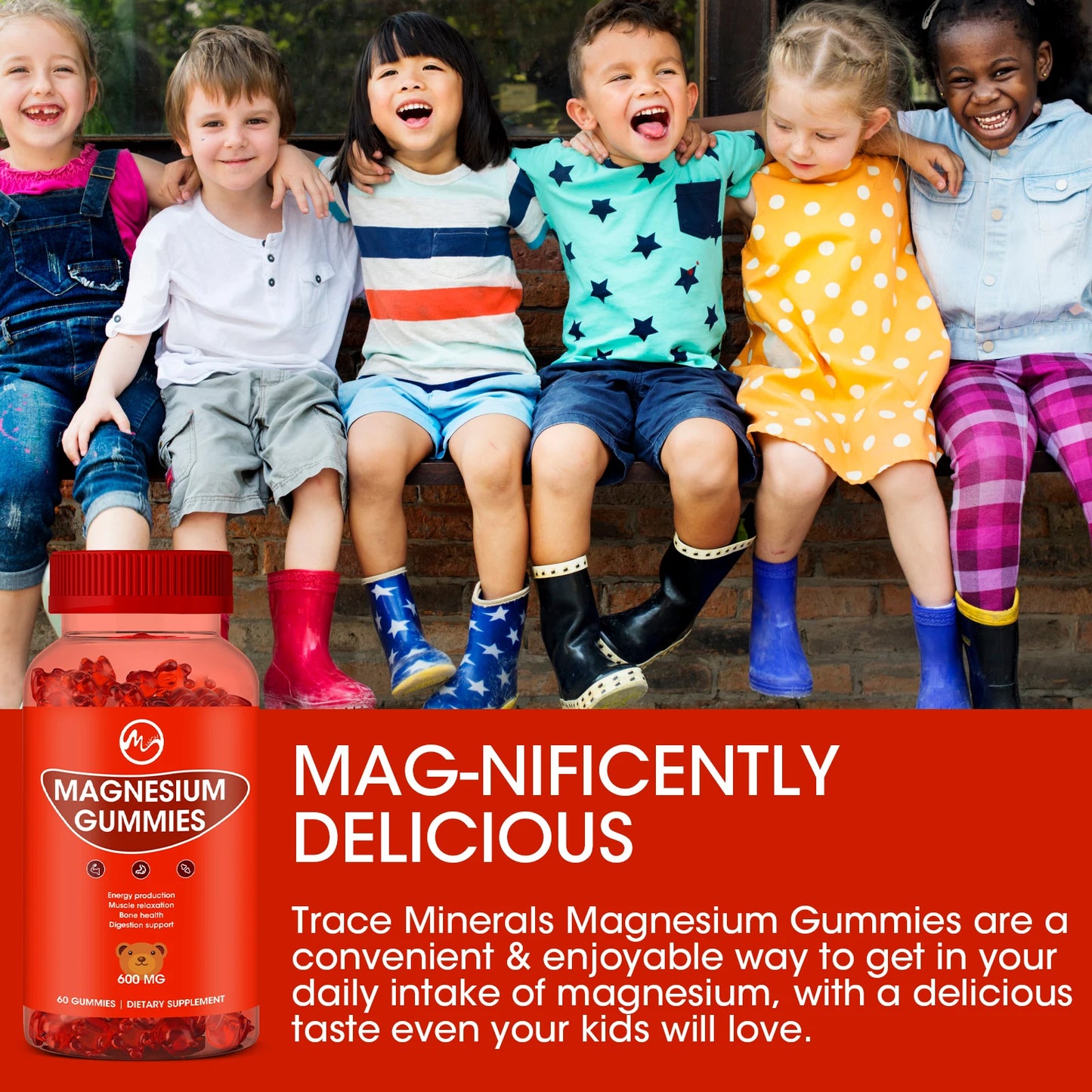 Magnesium Glycinate Gummies - Support Sleep Relax Nerves- Good Mood Brain Health Muscle Strengthen and Bones Free Shipping