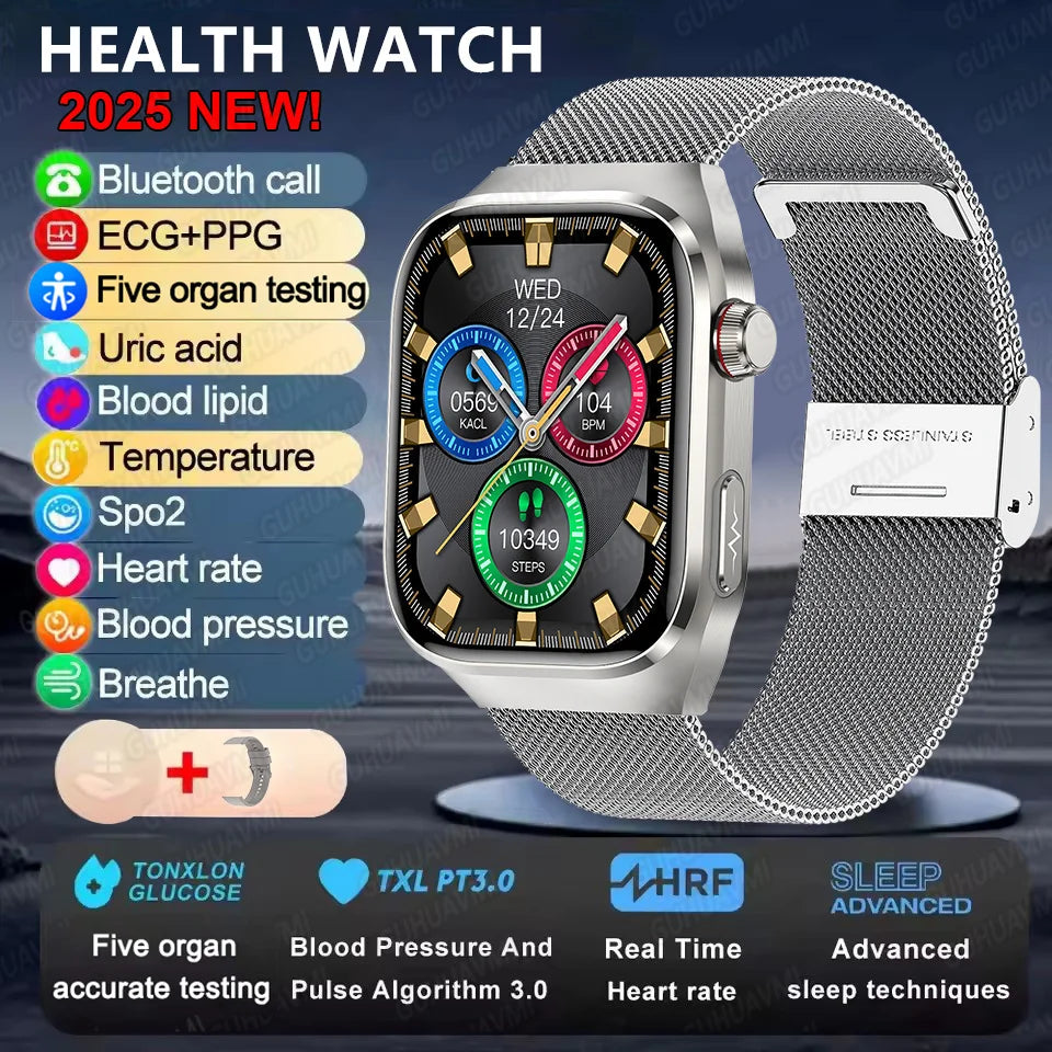 Micro Physical Examination Smart Watch For Men Uric Acid Body Fat Five Organ Health Watches Bluetooth Call SmartBracelet FREE Shipping