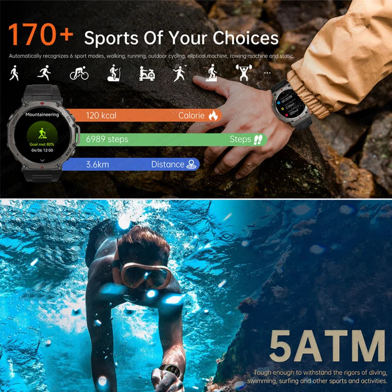 T-Rex 3 GPS Smart Watch 10ATM Waterproof Built-in Dual-band GNSS Compass Military Sport Smartwatch Men 2025 New For Xiaomi Ultra FREE Shipping