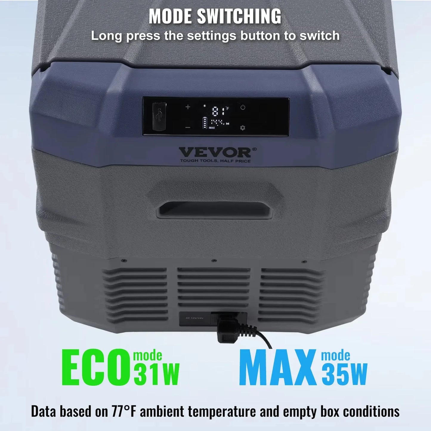 VEVOR 12L 15L 30L 37L 45L Car Refrigerator Fridge 37 L -4℉-68℉ 12/24V DC and 100-240V AC for Outdoor Camping and RV Free Shipping