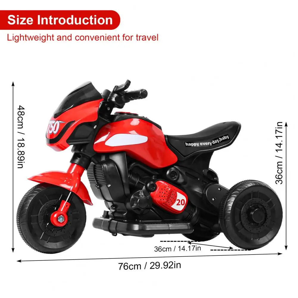 Kids Electric Tricycle, Kids Motorcycle Ride-on Car Toy, 3-Wheel Battery Powered Motorbike for Kids 1-6 Years Old, Bluetooth-com