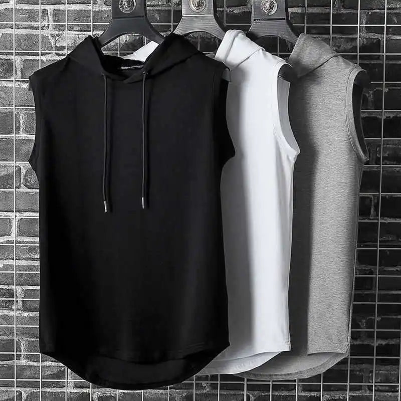 Solid Color 2023 Brand New Men's Tank Tops Vest Sleeveless Tees For Male Hooded Man Vests Tops Hip Hop Men Tank Top T shirt FREE Shipping