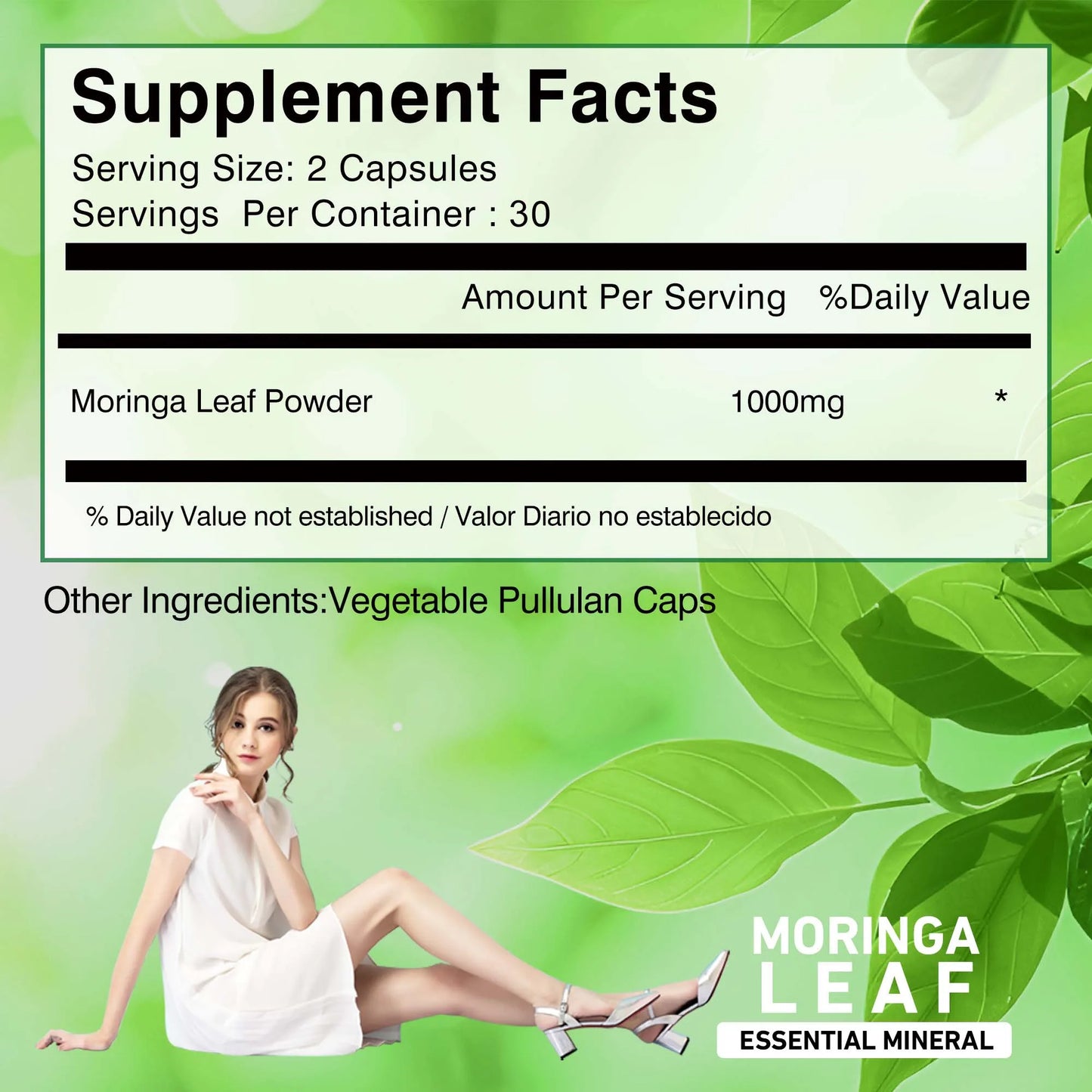 Moringa Capsules - Supports Digestion and Heart, Promotes Immune System Health and Brain Health - 60 Capsules FREE SHPPING