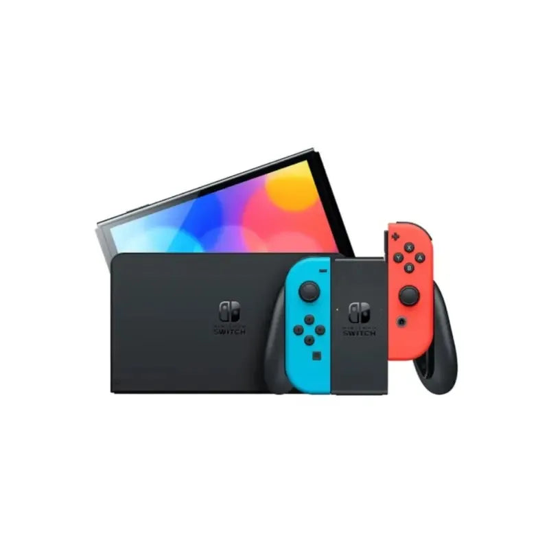 Nintendo Switch - OLED Model with Neon Red & Neon Blue Joy-Con - Hong Kong Version (HK Charger with HK to US Plug Adapter) Free Shipping