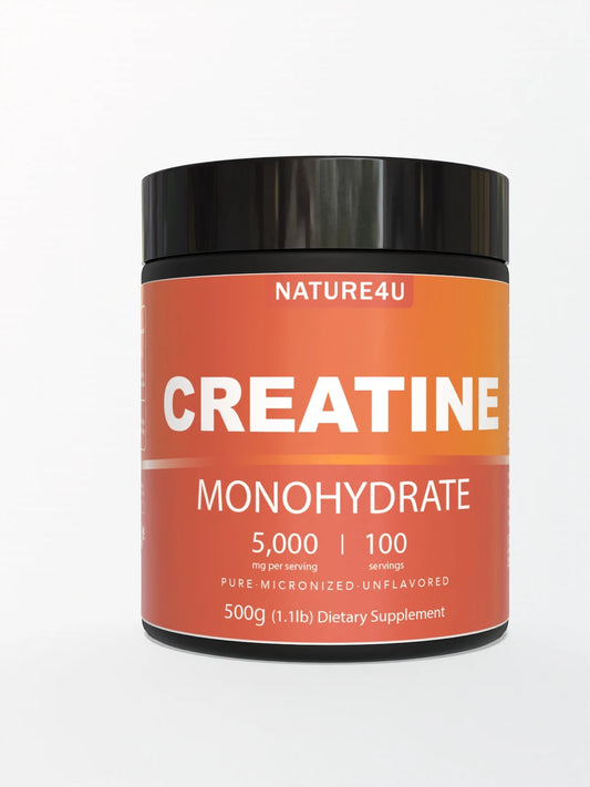 Nature4U Micronized Creatine Monohydrate Powder 500G, 5000mg Per Serving (5g), Pure Creatine ,Unflavored, 100 Serving FREE Shipping
