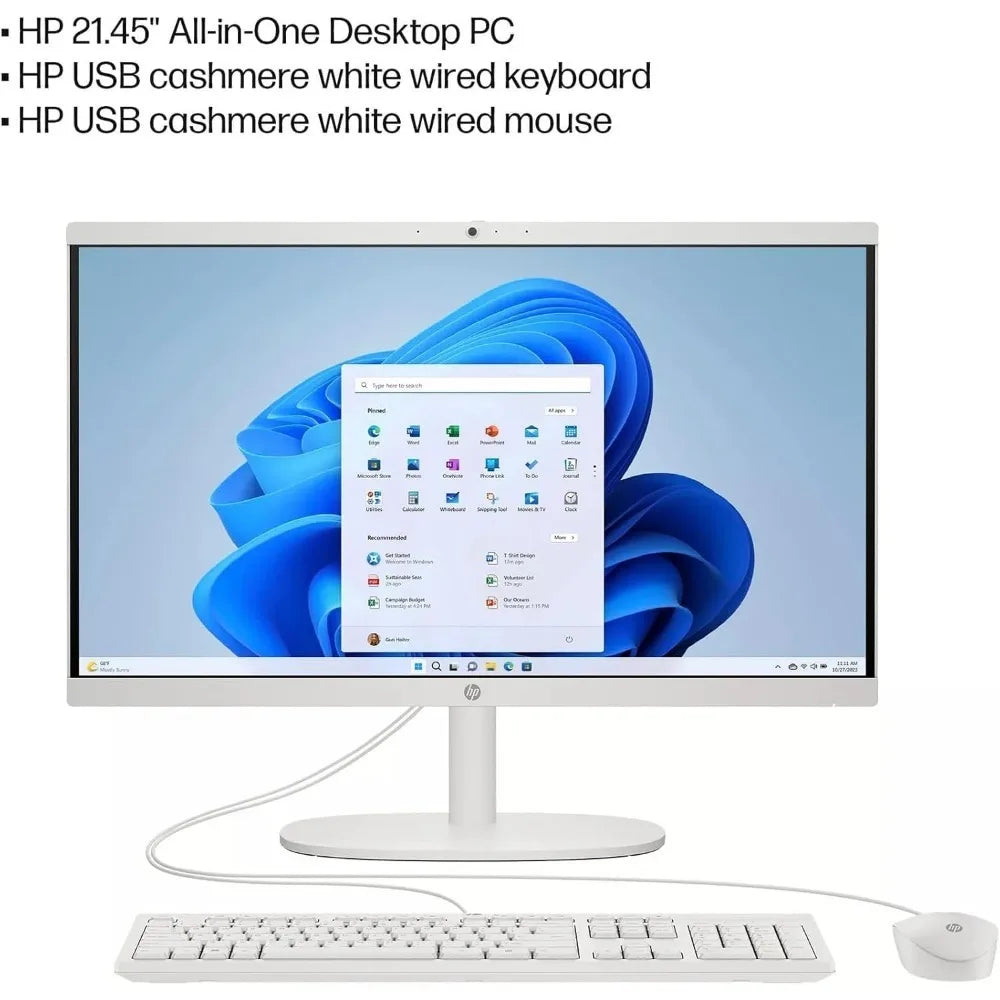 HP 21.5" All-in-One Desktop,Intel Celeron J4025,32GB RAM,2TB SSD,Intel UHD Graphics 600,Windows 11 Pro,White