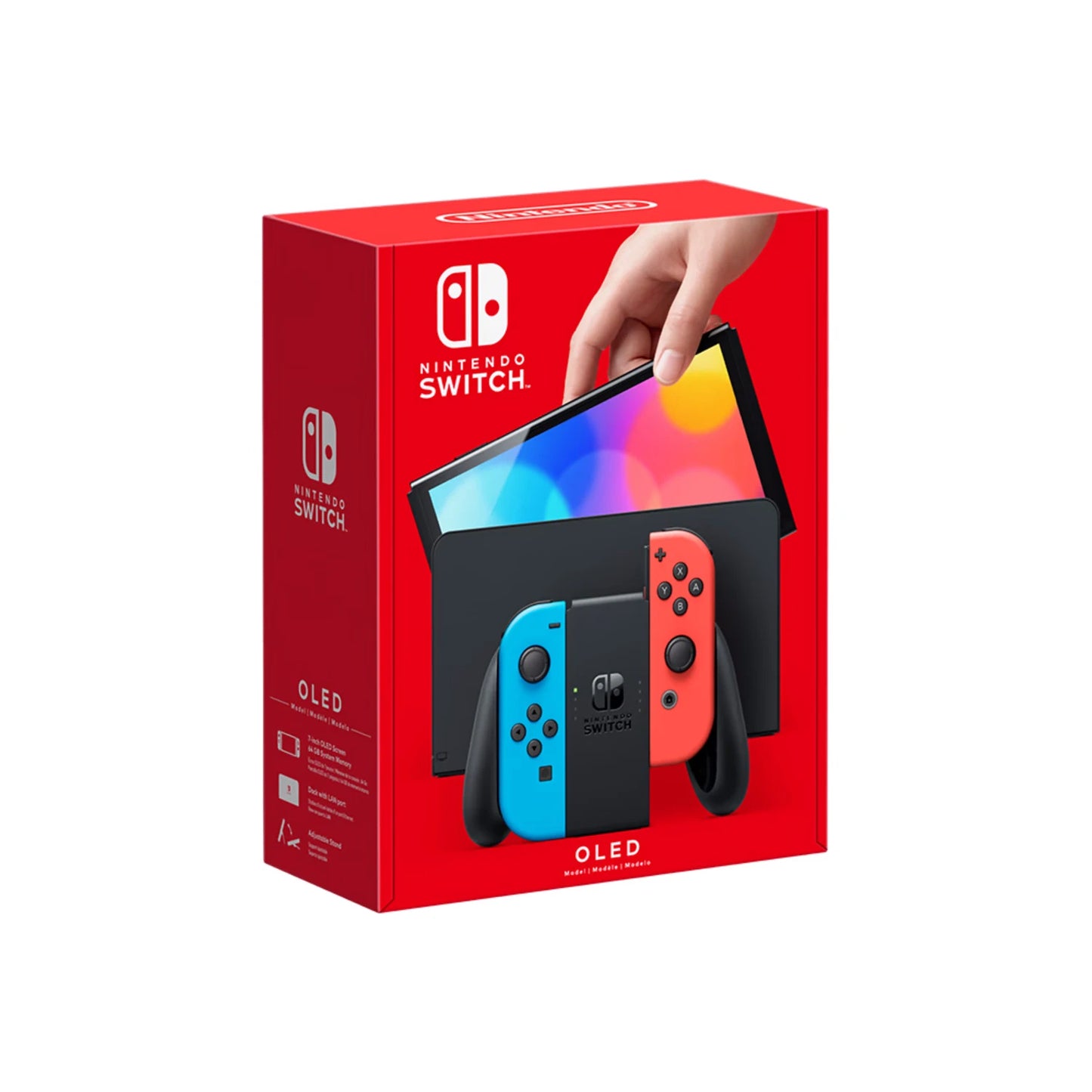Nintendo Switch - OLED Model with Neon Red & Neon Blue Joy-Con - Hong Kong Version (HK Charger with HK to US Plug Adapter) Free Shipping
