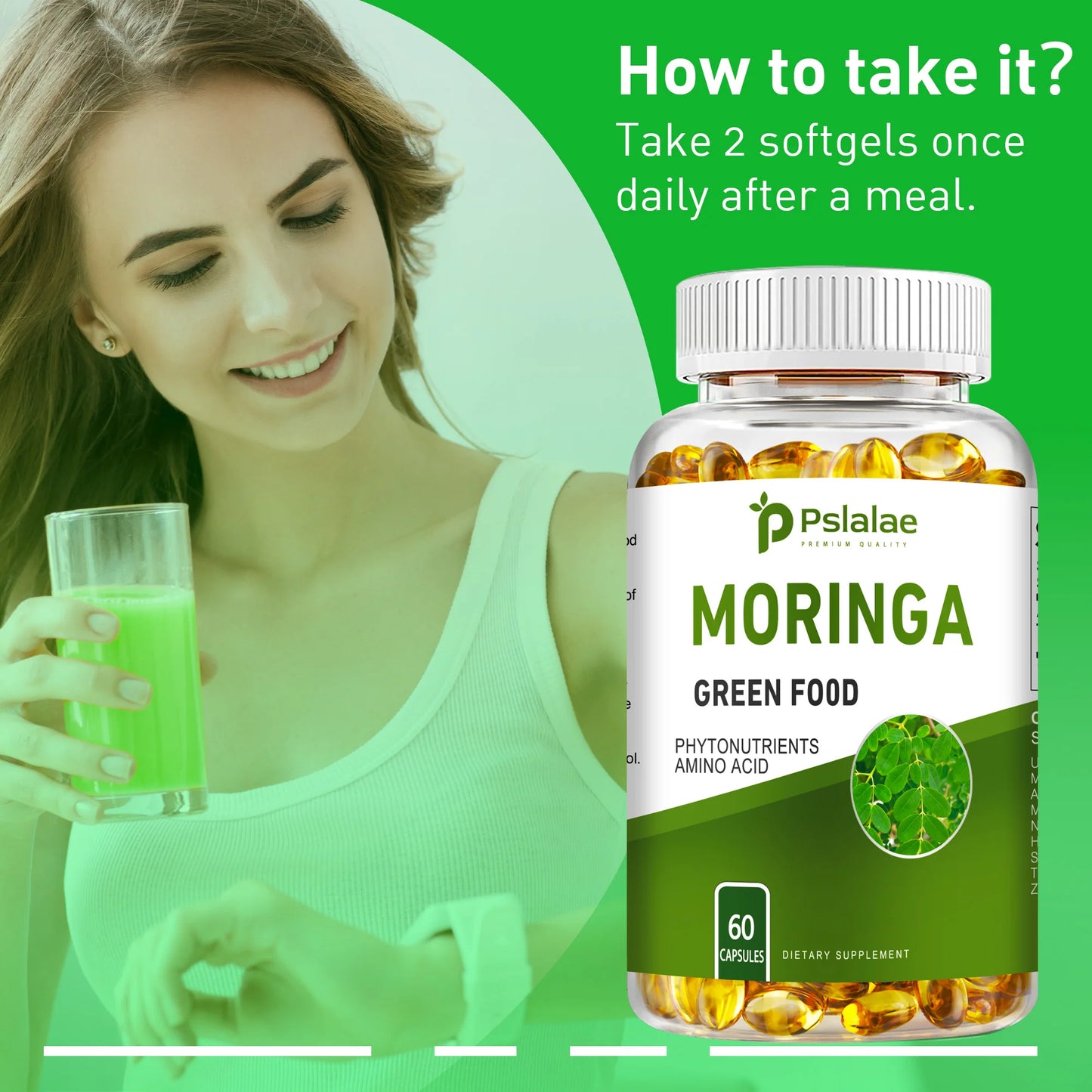Moringa Capsules - Supports Digestion and Heart, Promotes Immune System Health and Brain Health - 60 Capsules FREE SHPPING