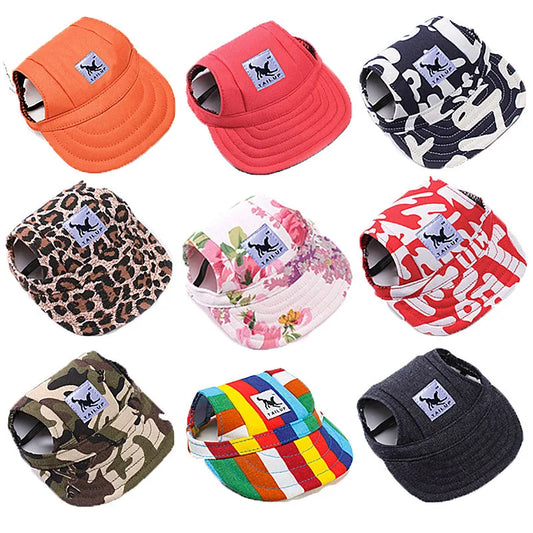 Cute Dog Baseball Hat Canvas Cap Adjustable With Ear Holes For Small Pet Dog Cats Outdoor Accessories Outdoor Pet Products 7D35 FREE Shipping